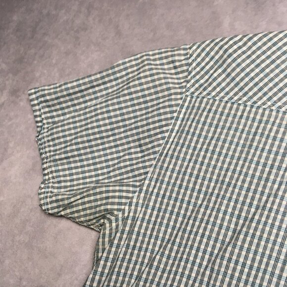 Alpinestars Mens Plaid Shirt size XXL Short Sleeve Button Up Pocket White Blue - Picture 9 of 16